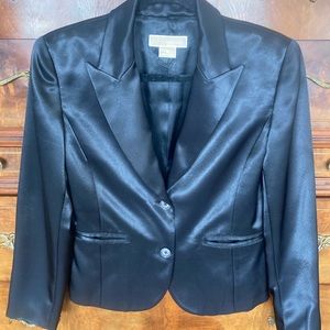 Black satin short blazer